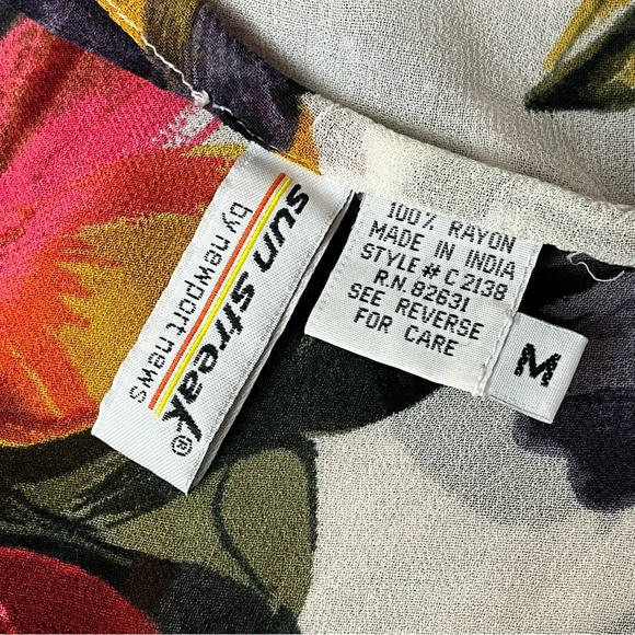 Sunstreak By Newport News 90s Vtg Floral Sheer Tunic Blouse Retro Beach Boho M - Picture 8 of 10